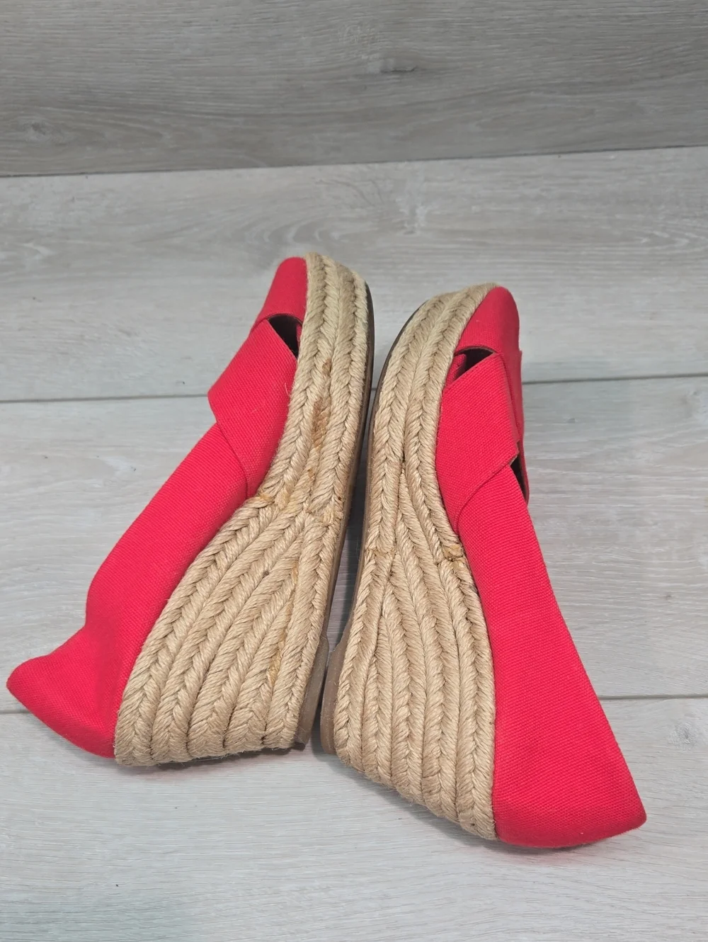 Tory Burch Women Filipa Red  Open Toe Espadrille Wedge Shoes Sandals Sz 8B